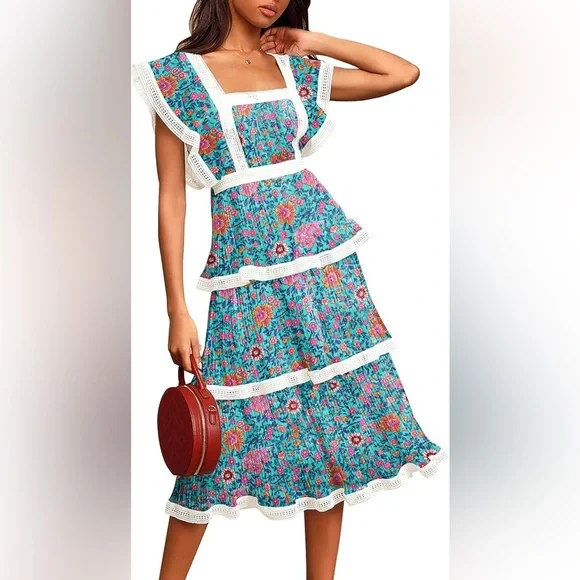 Floral Blue Maxi Dress - Picture 2 of 7